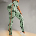 Hollow Tie Dye Printed Yoga Pants High Waist Butt Lift Seamless Sports Gym Fitness Leggings Slim Pants For Women Tight Trousers - DanaFashionstore