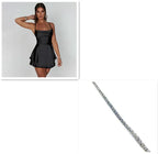 Sexy Suspender Dress Women 2026 - Backless Satin A-Line Party Dress - DanaFashionstore