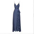 V-Neck High Waist Ruffle Dress 2026 - Irregular Slit Summer Dress - DanaFashionstore