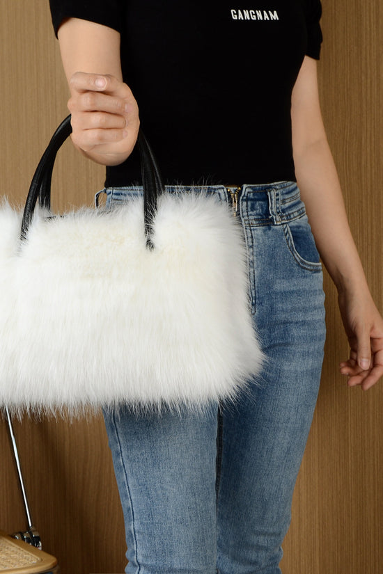 High-end Hand-carrying Square Plush Bag Fur Raccoon Fur Handbag Large Capacity - Dana Fashion
