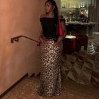 Leopard Print Sequin Stitching Stretch Skirt - DanaFashionstore