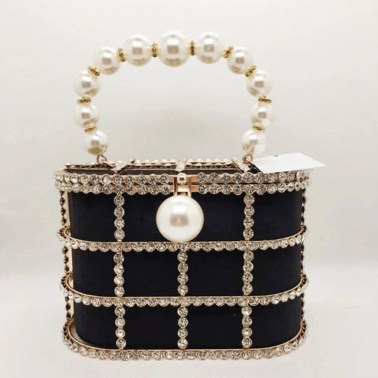 Hollow Pearl Buckle Birdcage Clutch - DanaFashionstore