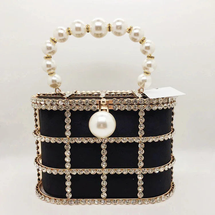 Hollow Pearl Buckle Birdcage Clutch - DanaFashionstore