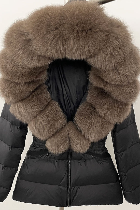 Short Women's Thickened Slim Fit Waist-tight Fur Down Jacket