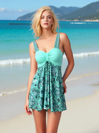 European And American-style Printed Dress-style Swimsuit For Women