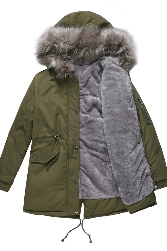 Parka Cotton-padded Coat Mid-length Hooded