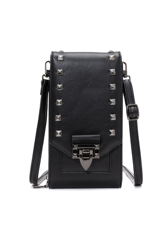 Rivet Design Shoulder Bags Mobile Phone Handbag Solid Color Crossbody Bags Women - Dana Fashion