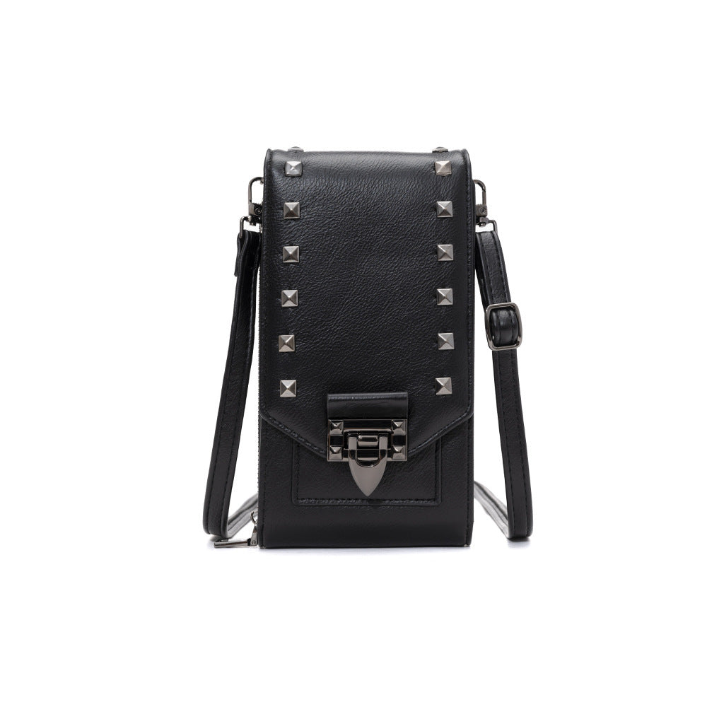 Rivet Design Shoulder Bags Mobile Phone Handbag Solid Color Crossbody Bags Women - Dana Fashion