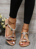 Women's Open Toe Sandals Made Of Color Block Fabric - DanaFashionstore