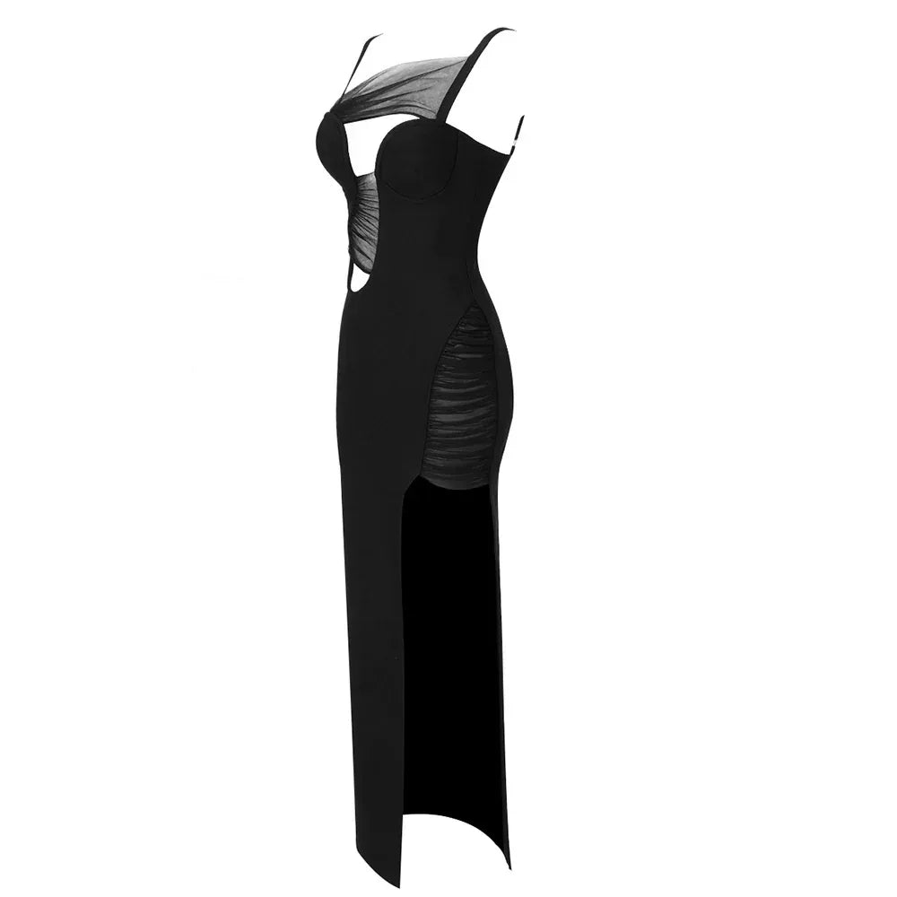 Slit Long Mesh See-through Irregular Dress - DanaFashionstore