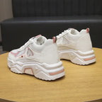 Women's Spring Casual Sports Low-top Platform Height Increasing Skinny White Shoes - DanaFashionstore
