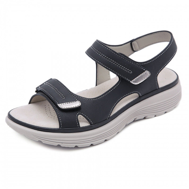 Leather Sandals Light Sports Women's Summer All-match Velcro Platform Shoes