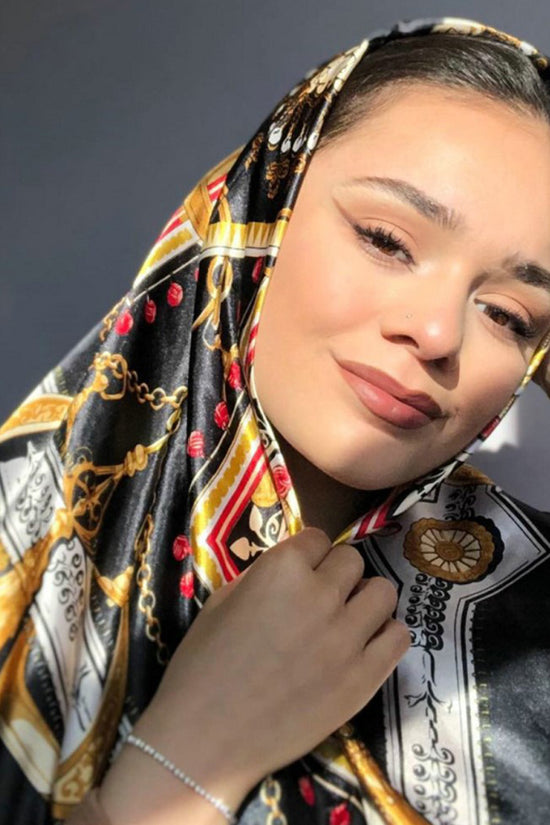 Chain Printed Scarf Women's Casual Scarf 90 90cm Satin Large Kerchief