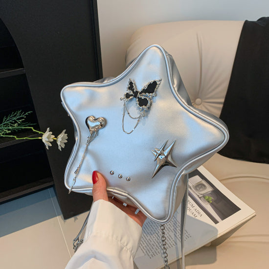 New Original Five-pointed Star Metal Butterfly Love Pendant Black Chain Backpack - Dana Fashion