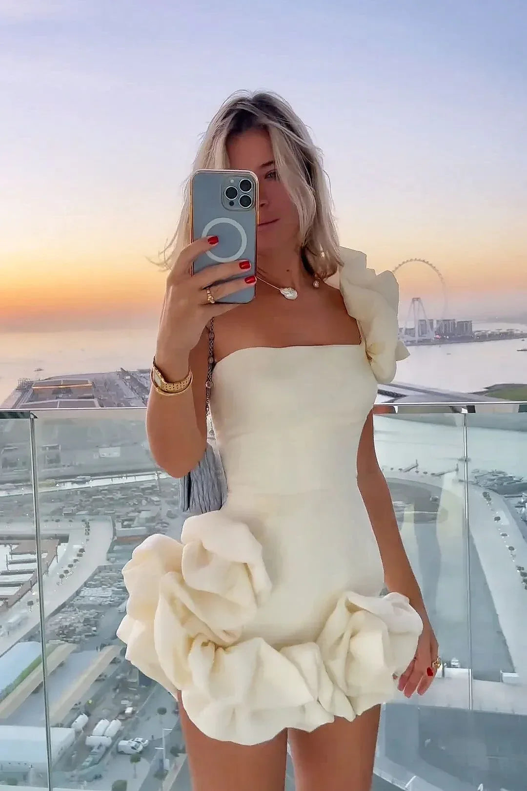 Women's Ruffled Bud Waist Dress 2026 - Feminine Fitted Dress - DanaFashionstore