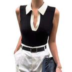 Solid Color Round Neck Pullover Women's Knitted Vest - DanaFashionstore