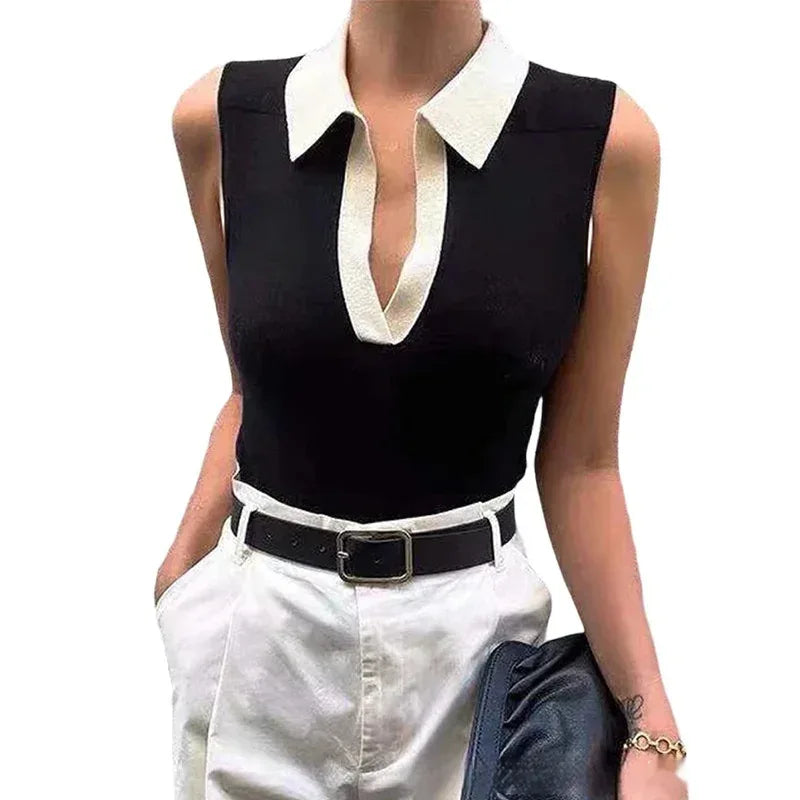 Solid Color Round Neck Pullover Women's Knitted Vest - DanaFashionstore