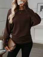 Women Solid Color Long Sleeve Minimalist Casual Top - DanaFashionstore