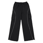 Black Mechanical Style Loose Retro Design Low Waist Casual Pants For Women - DanaFashionstore