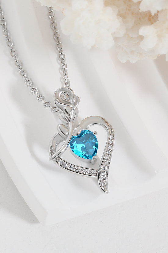 Rose Heart-shaped Necklace With Rhinestones Fashion Everlasting Flower Love Necklace For Women Valentine's Day Gift