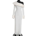Solid Color Long Sleeve Oblique Collar Slim Christmas Dress - DanaFashionstore
