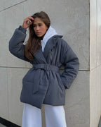 Winter Lapel Waisted Cotton Coat 2026 - Fashion Solid Color Slim Overcoat - DanaFashionstore