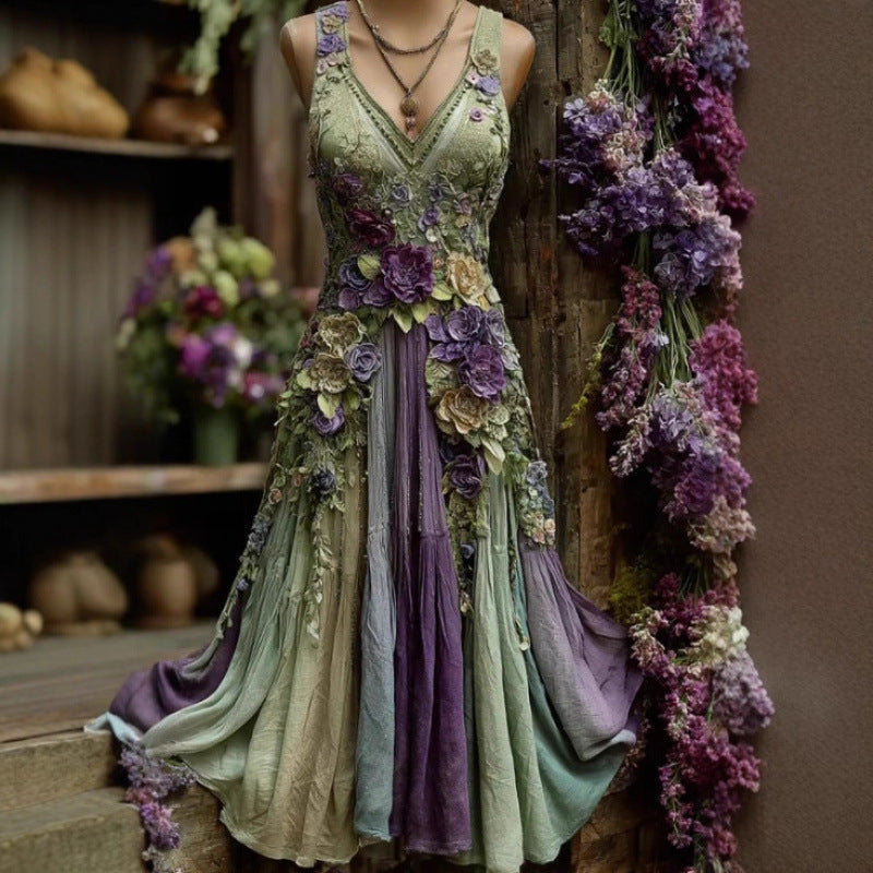 Womens Loose-fitting Dress With A Creative Pattern Sleeveless Dress