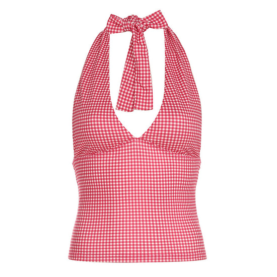 Printed Halter Strap Vest Girl Deep V-neck Strap Top