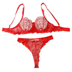 Gathered Steel Ring Bra Set French Mesh See-through Sexy Underwear Two-piece - DanaFashionstore