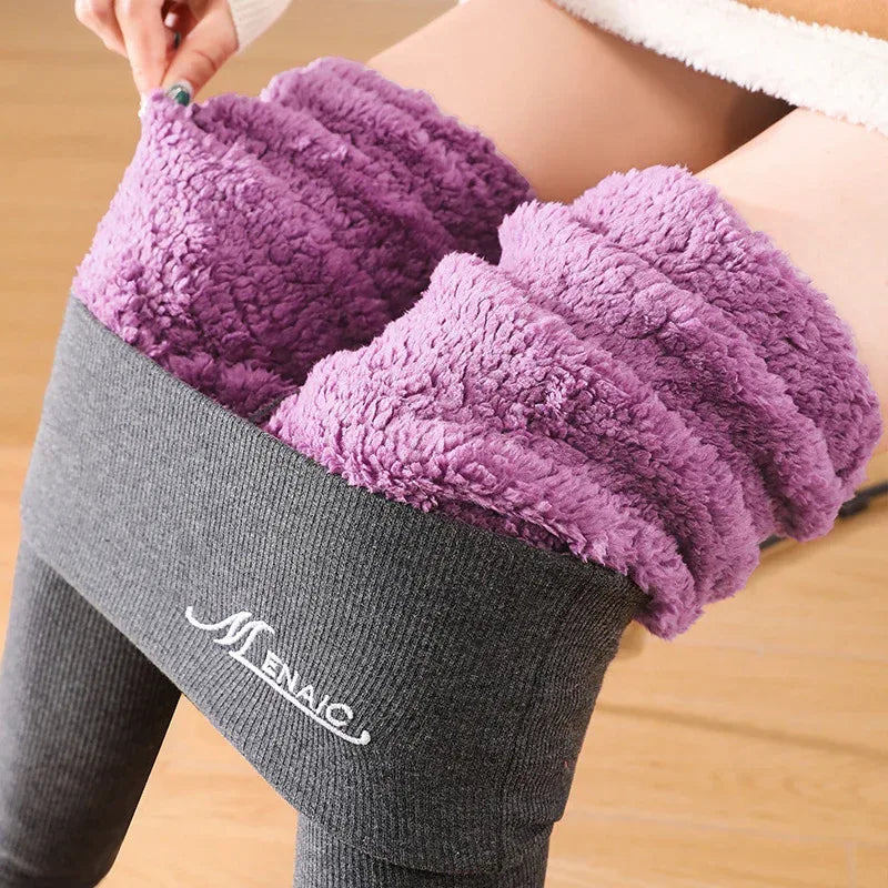 High Waist Plush Leggings Winter Warm Solid Slim Pants Fashion Trousers For Women Clothing - DanaFashionstore