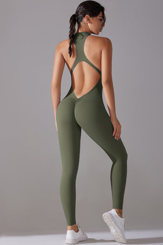 Solid Beauty-back Long Pants Jumpsuit Yoga Fitness Running Dance Slim Bodysuit Women Sports Clothing