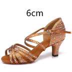 Latin Dance Shoes Hot Drilling Full Drilling Middle Heel - DanaFashionstore