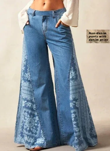Bohemian Side Print Wide-Leg Pants - DanaFashionstore