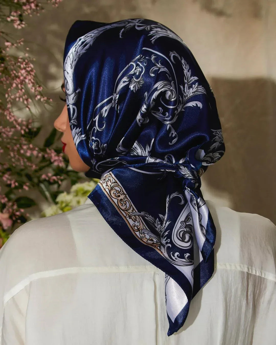 Chain Printed Scarf Women's Casual Scarf 90 90cm Satin Large Kerchief - DanaFashionstore