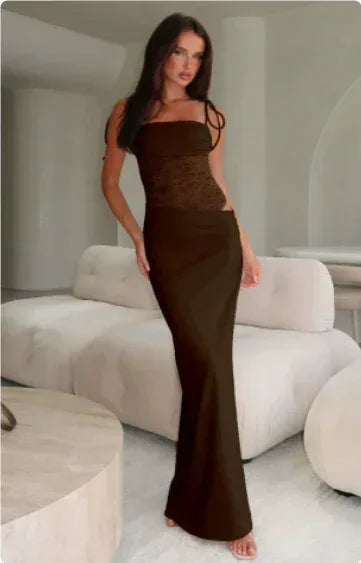 Y2K Lace Suspender Dress Fashion Sexy Lace Long Dresses Party Evening Club Beach Clothing For Women - DanaFashionstore