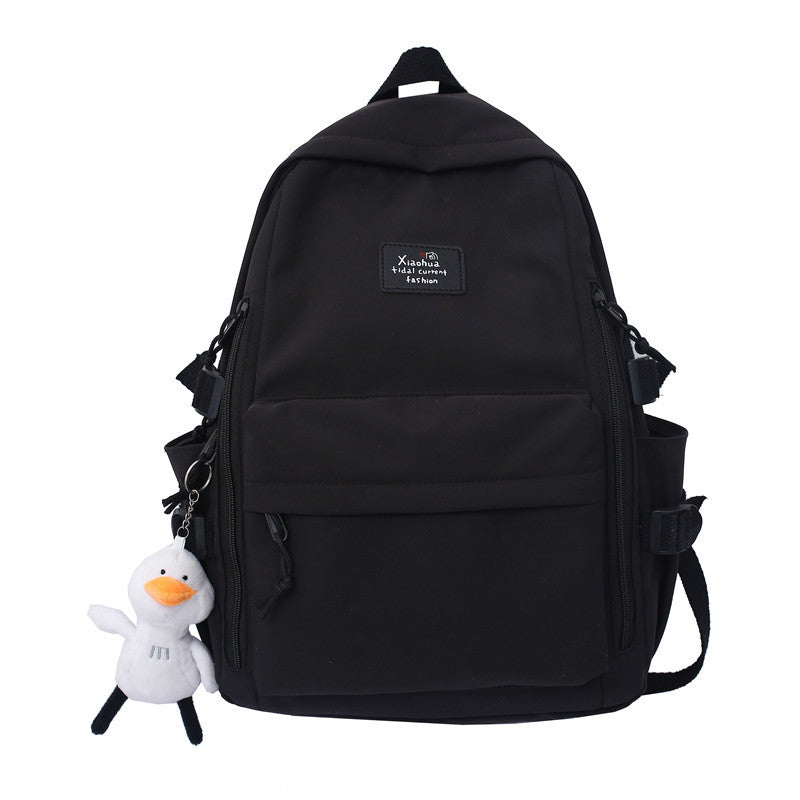 School Season New Fashion Backpack Fresh Middle School Students Korean Casual Solid Color Backpack