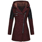 Women Warm Slim Full Zipper Coat Thick Woolen Coat Female Fall Winter Windbreaker Hooded Diagonal Zipper Women's Clothing - DanaFashionstore