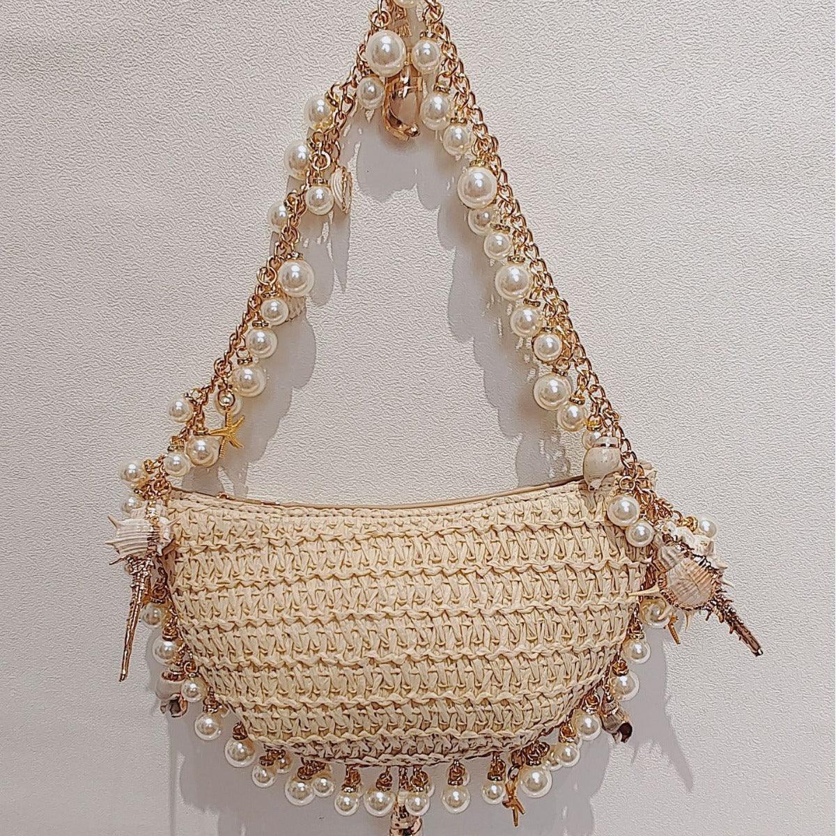 Summer Seaside Holiday Pearl Conch Straw Bag - DanaFashionstore