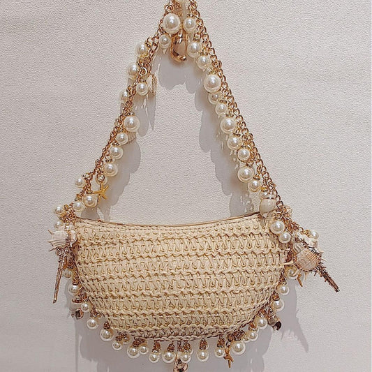 Summer Seaside Holiday Pearl Conch Straw Bag - DanaFashionstore