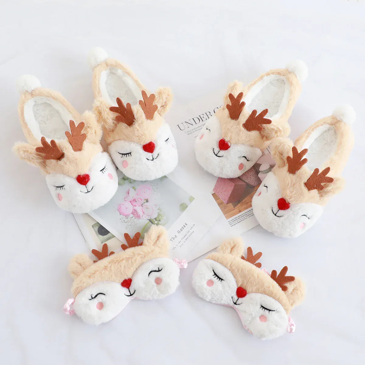 Love Elk Plush Home Warm Slippers - DanaFashionstore