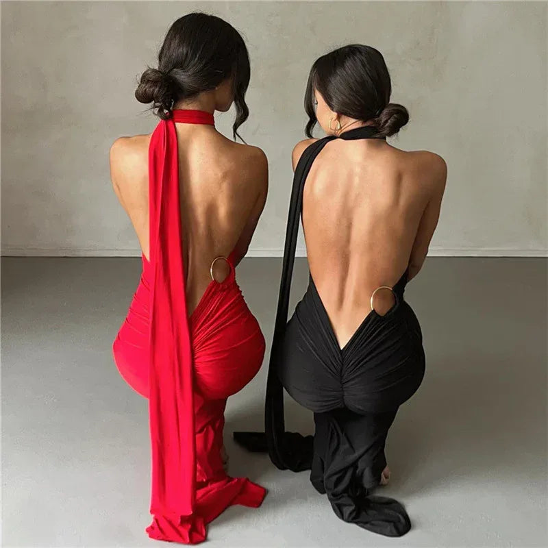 Backless Halter Sheath Dress For Women - DanaFashionstore