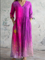Loose Fashion Premium V-neck Print Dress