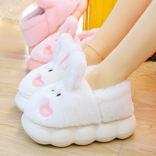 New Rabbit Women's Cute Warm And Non Slip Plush Cotton Slippers