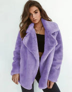 Sexy Plush Lapel Woolen Coat Women - DanaFashionstore