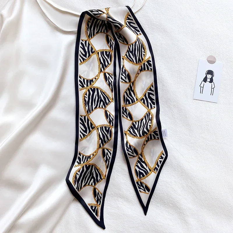Narrow Long Strip Small Silk Scarf Women Fashion Leopard Pattern - DanaFashionstore