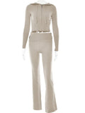 Hoodie Suit Women Leisure Sexy Zip Long Sleeve Sweater And High Waist Long Pants Set - DanaFashionstore