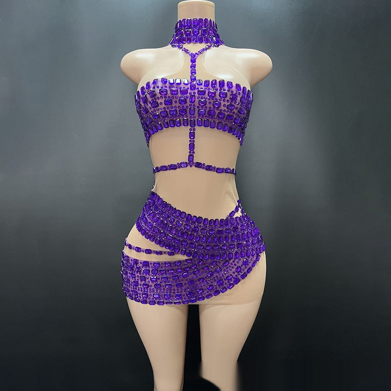 High-end And Fashionable Rhinestone Tube Top Short Skirt Top Vest - Dana Fashion