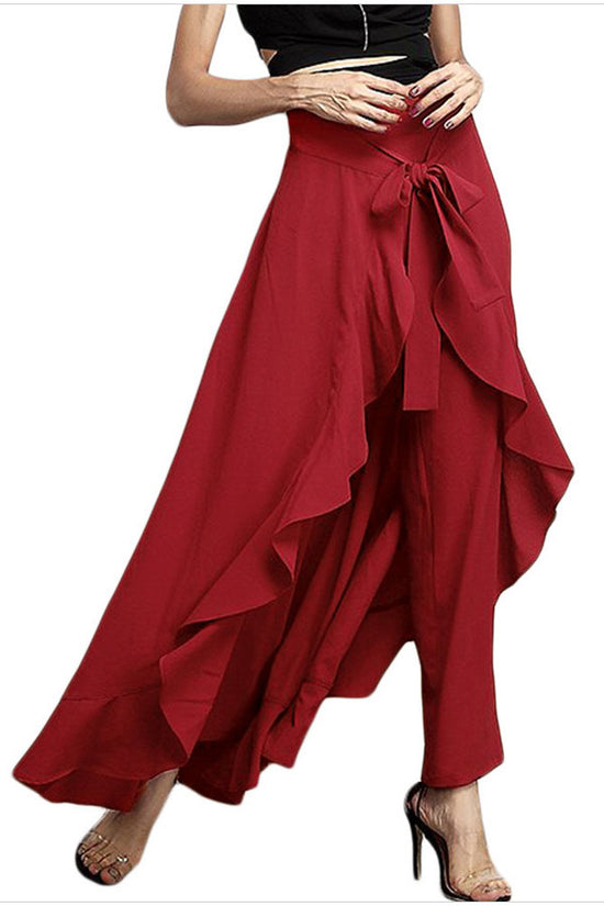 Wide-leg Culottes, Irregular Chiffon Lotus Leaf