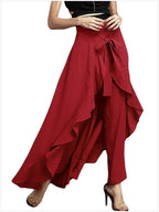 Wide-leg Culottes, Irregular Chiffon Lotus Leaf - DanaFashionstore
