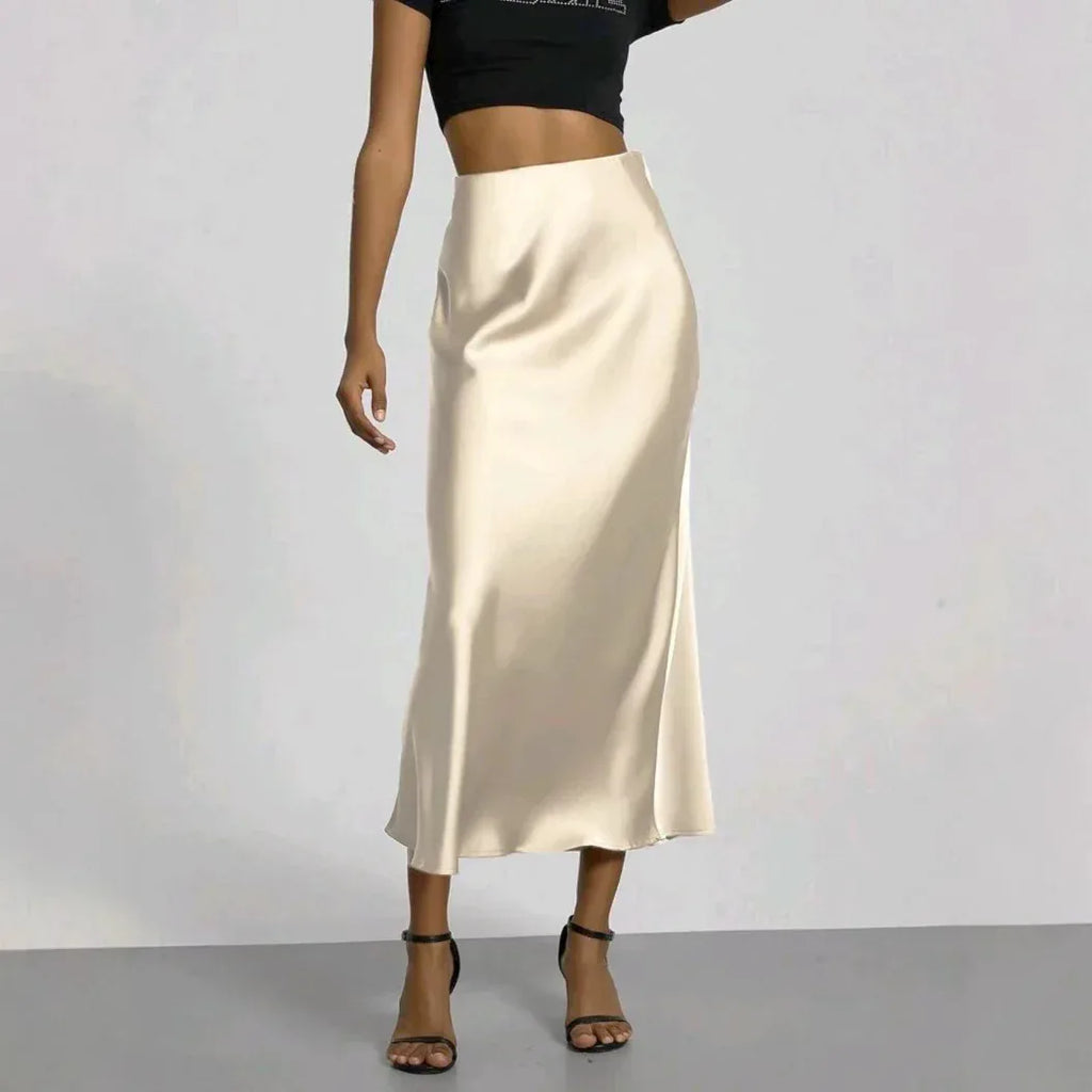 Women's Slim Fit Satin Skirt Fashion Chic Solid Long Skirt - DanaFashionstore